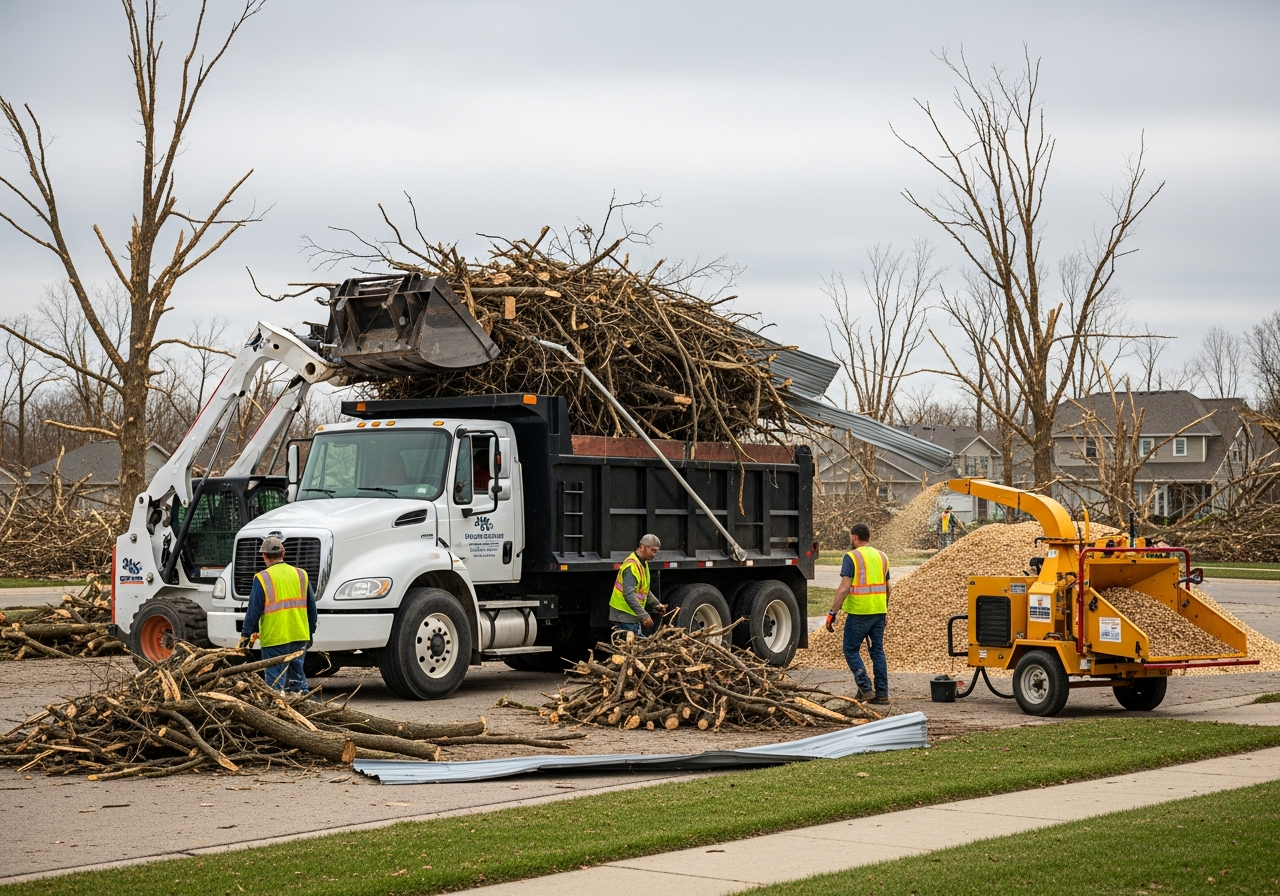Debris hauling and disposal after tornado