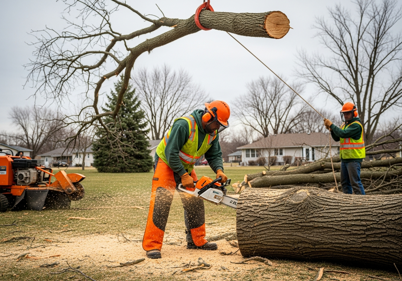 Tree removal after storm damage
