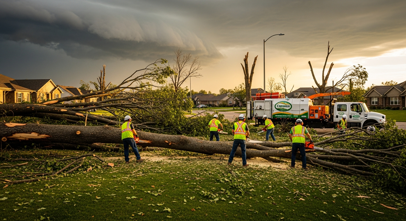 Tornado debris cleanup and storm damage restoration