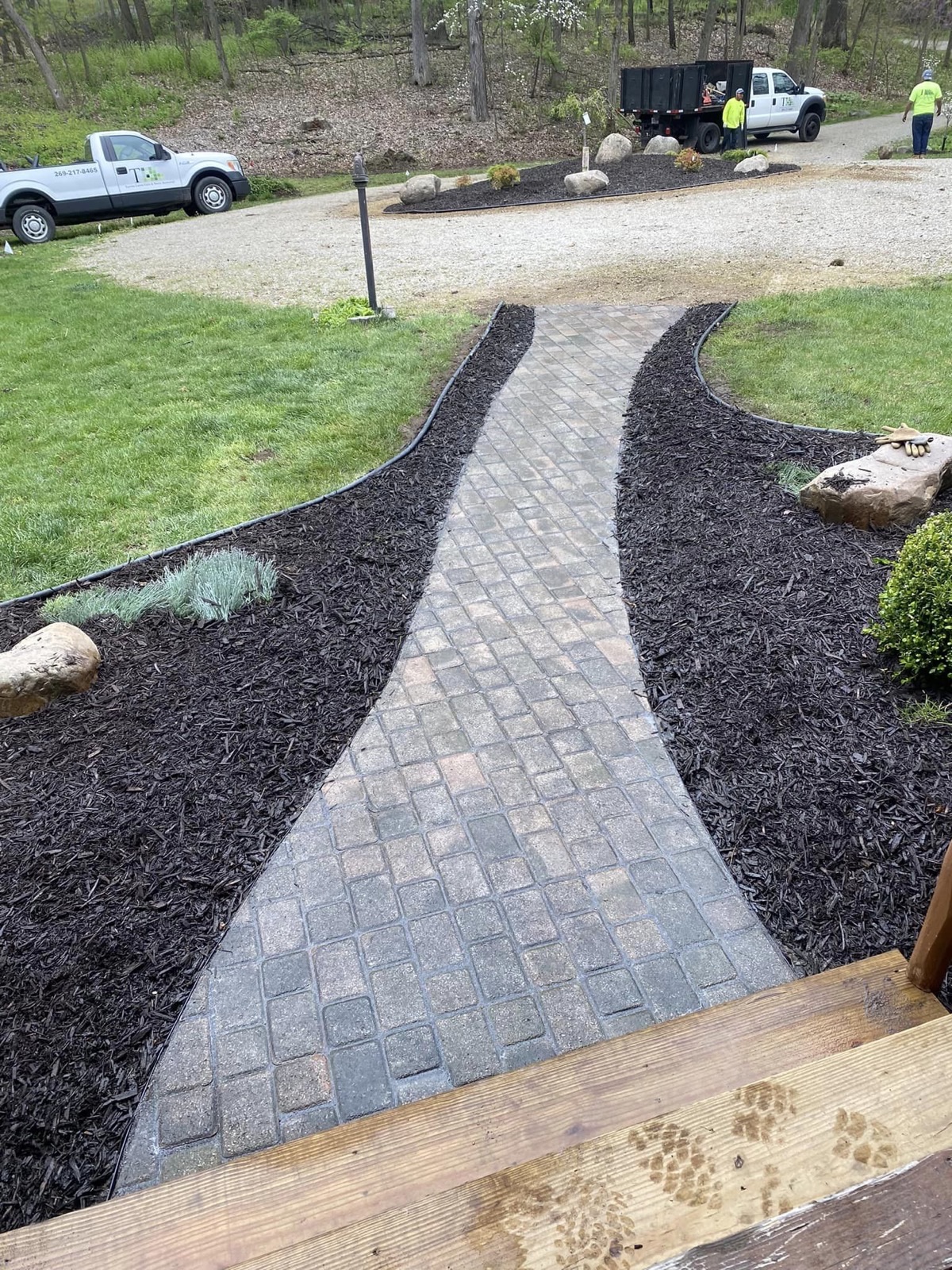 Stone walkway installation